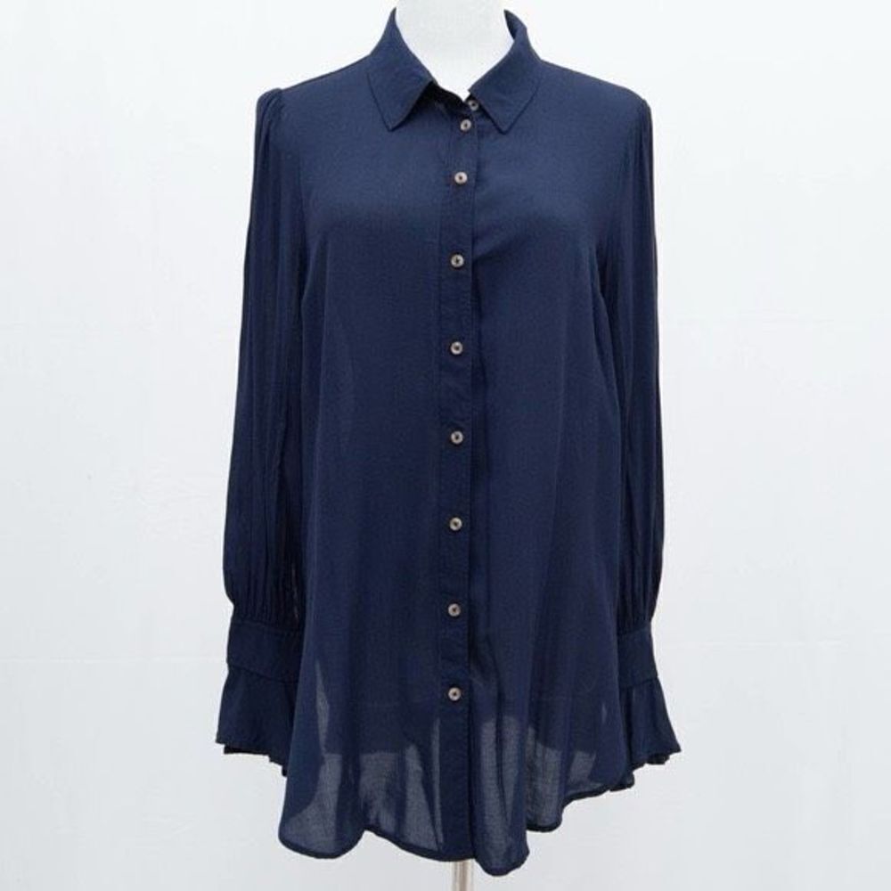 ✨Anthro Maeve Ruffled-Cuff Button Down Top✨ - Picture 5 of 11
